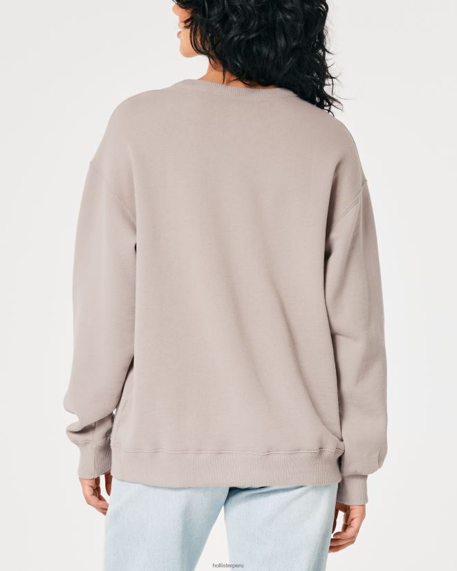 educación física Hollister sudadera oversize con icono gris pardo 086N6219 mujer tapas