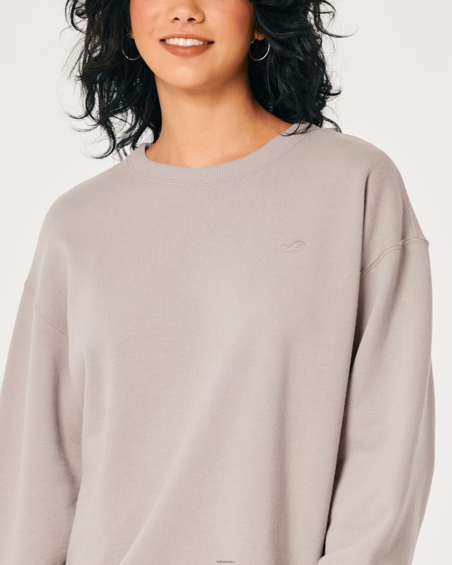 educación física Hollister sudadera oversize con icono gris pardo 086N6219 mujer tapas