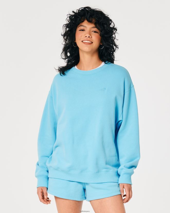educación física Hollister sudadera oversize con icono turquesa 086N62133 mujer tapas