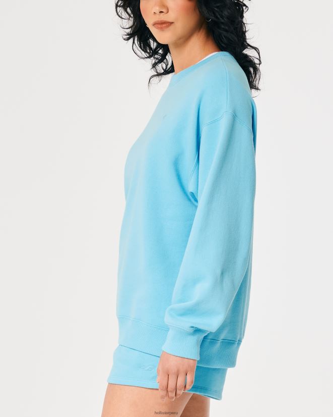 educación física Hollister sudadera oversize con icono turquesa 086N62133 mujer tapas