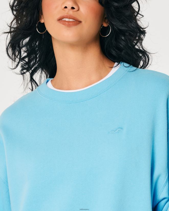 educación física Hollister sudadera oversize con icono turquesa 086N62133 mujer tapas