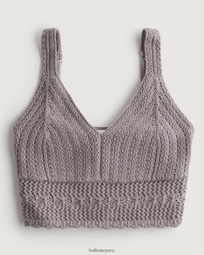 educación física Hollister bralette de ganchillo con cuello en V gris púrpura 086N62268 mujer tapas