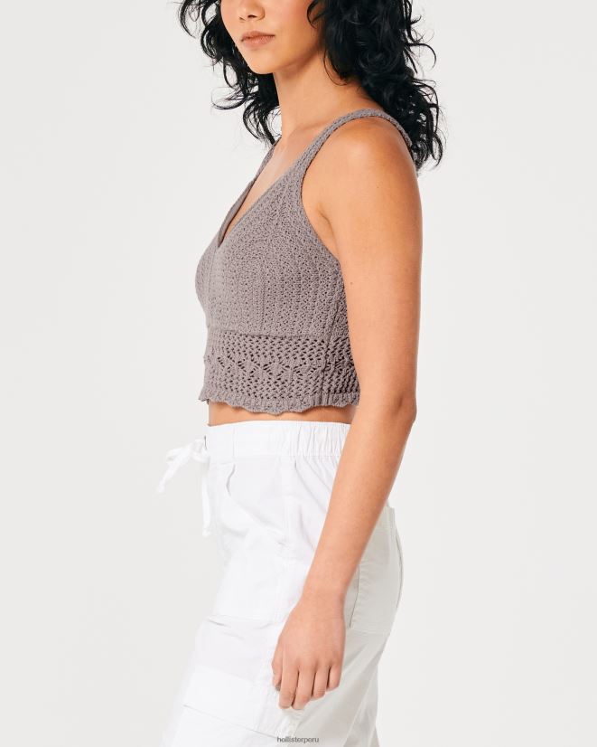 educación física Hollister bralette de ganchillo con cuello en V gris púrpura 086N62268 mujer tapas