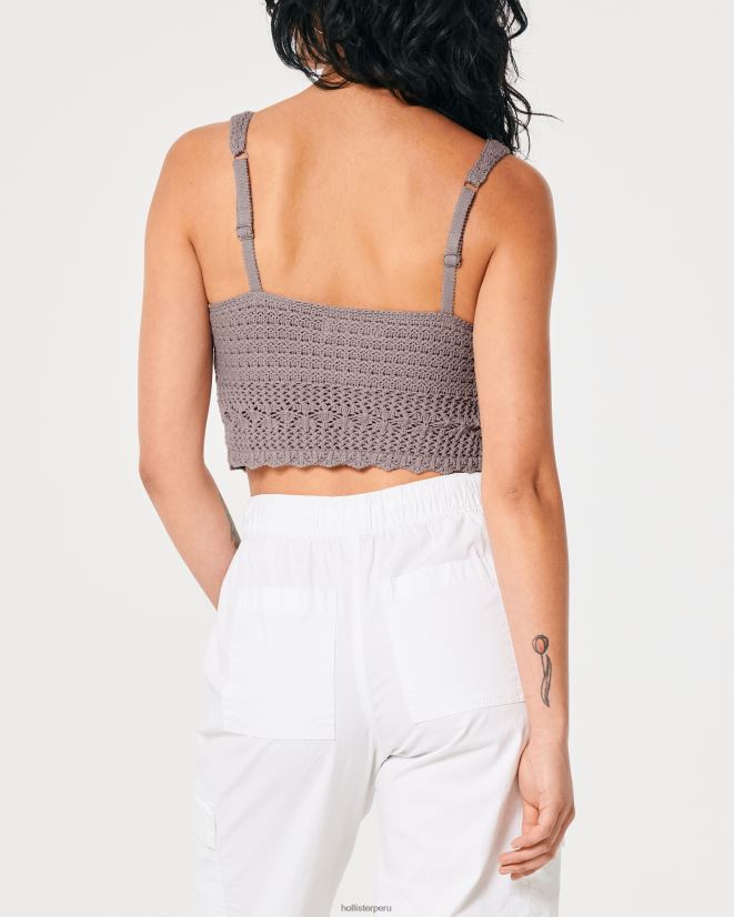 educación física Hollister bralette de ganchillo con cuello en V gris púrpura 086N62268 mujer tapas