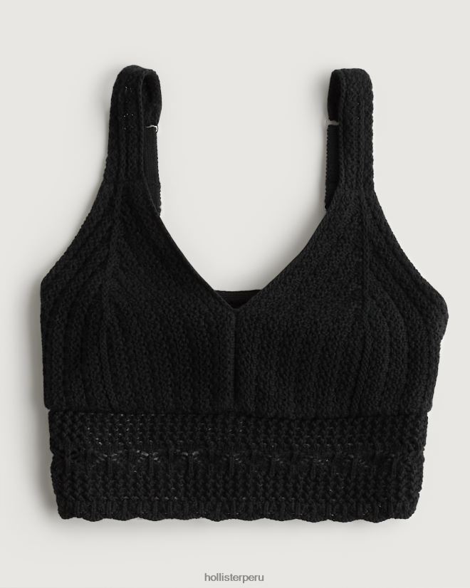educación física Hollister bralette de ganchillo con cuello en V negro 086N62340 mujer tapas