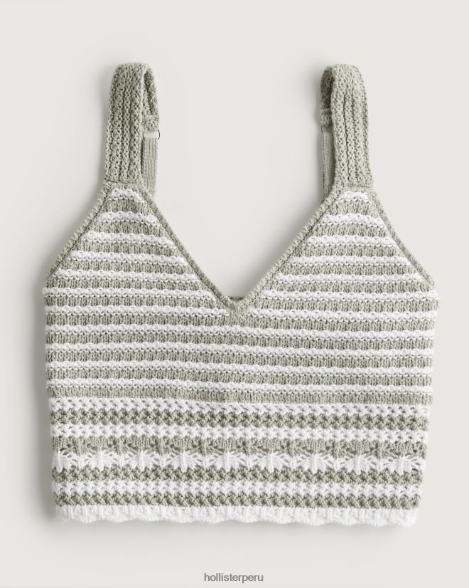 educación física Hollister bralette de ganchillo con cuello en V raya blanca 086N62112 mujer tapas