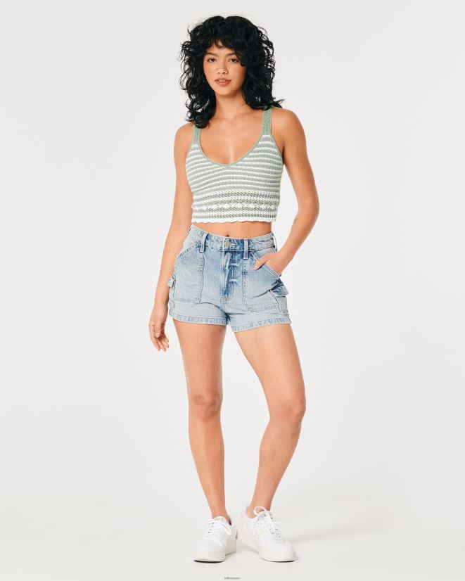 educación física Hollister bralette de ganchillo con cuello en V raya blanca 086N62112 mujer tapas