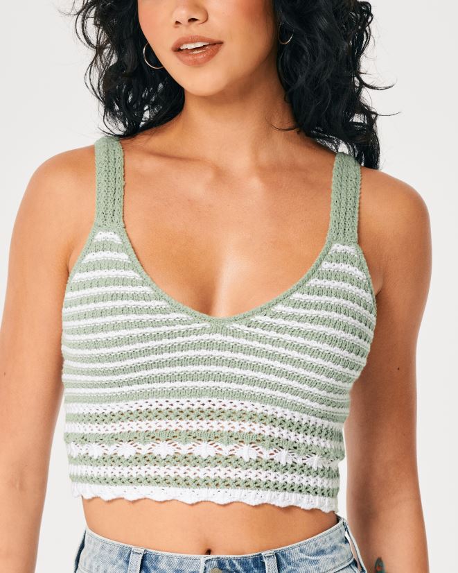educación física Hollister bralette de ganchillo con cuello en V raya blanca 086N62112 mujer tapas