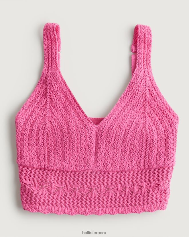 educación física Hollister bralette de ganchillo con cuello en V rosa 086N62165 mujer tapas