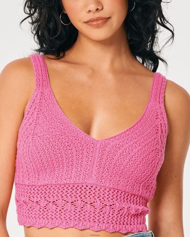 educación física Hollister bralette de ganchillo con cuello en V rosa 086N62165 mujer tapas