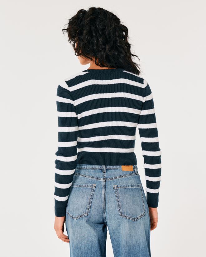educación física Hollister cárdigan a rayas con icono franja azul marino 086N62377 mujer tapas