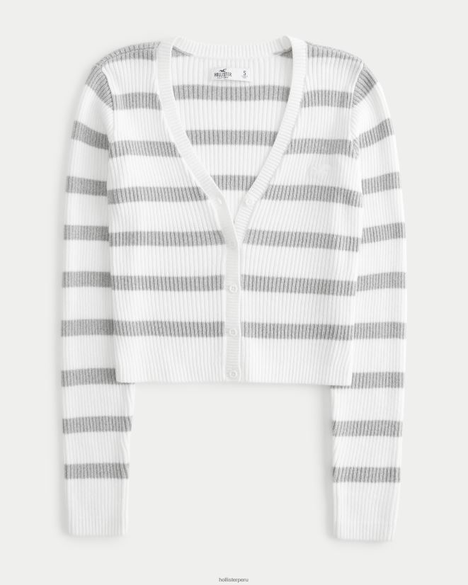 educación física Hollister cárdigan a rayas con icono franja gris claro 086N62360 mujer tapas