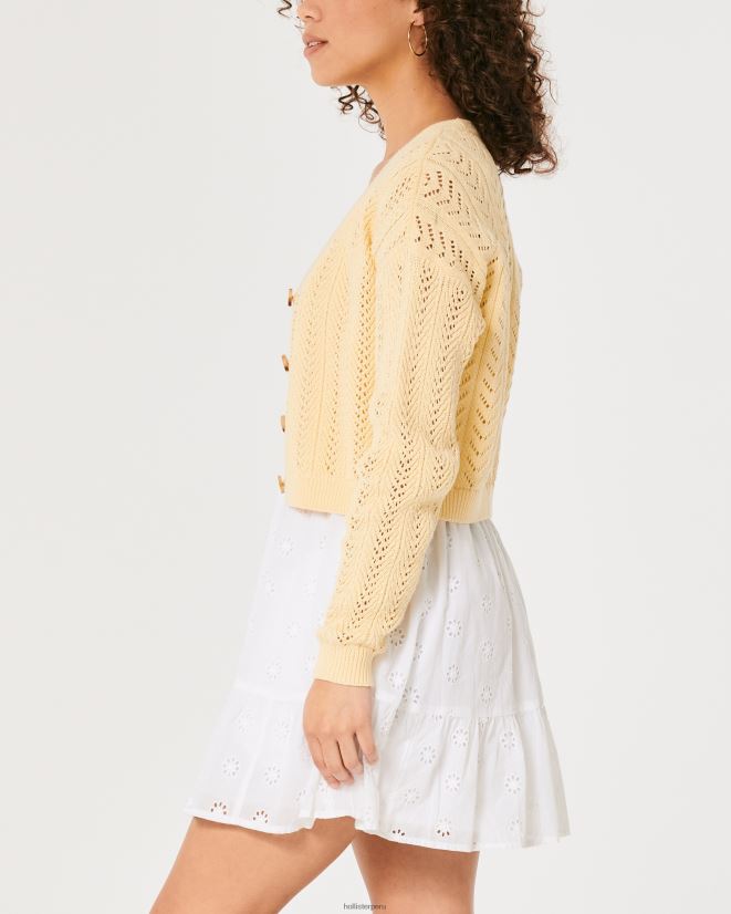 educación física Hollister cárdigan corto texturizado fácil amarillo 086N62338 mujer tapas