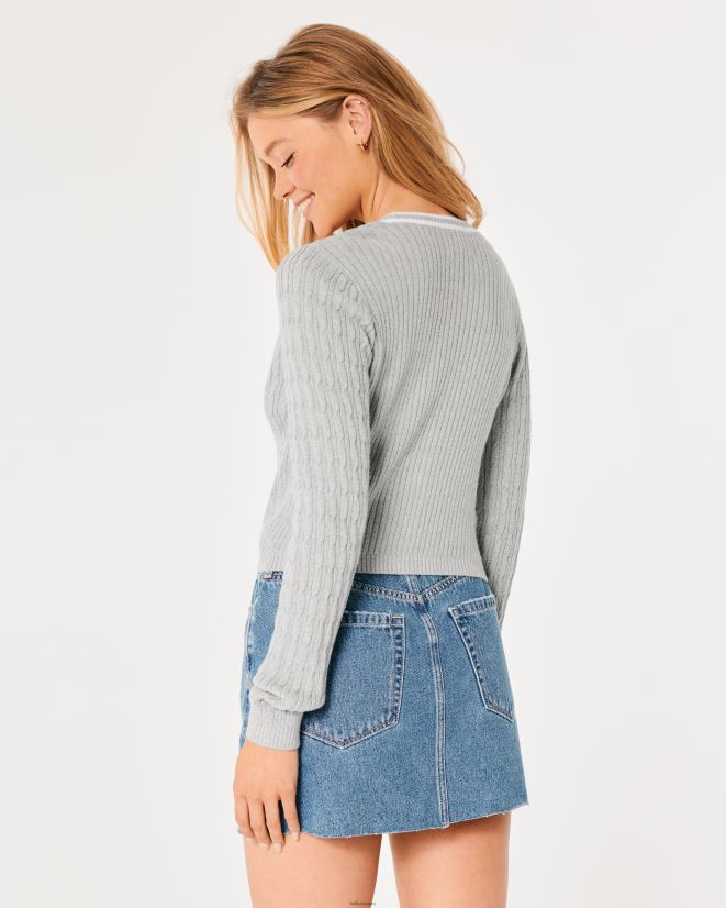 educación física Hollister cárdigan tejido de ochos con logo gris claro 086N62353 mujer tapas