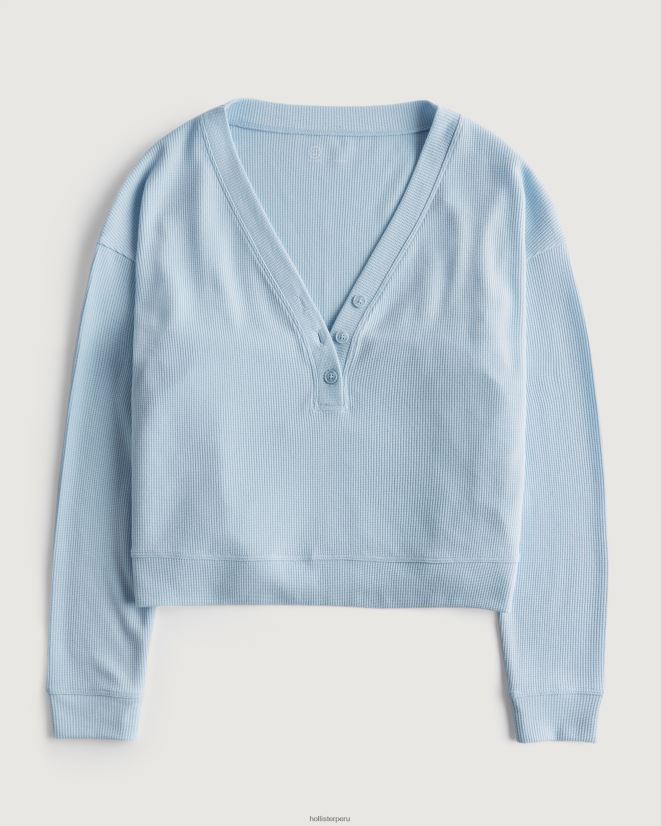 educación física Hollister gilly hicks boxy waffle henley azul claro 086N62459 mujer tapas