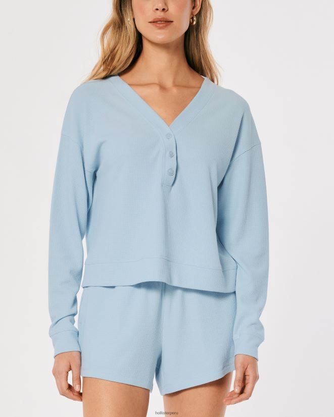 educación física Hollister gilly hicks boxy waffle henley azul claro 086N62459 mujer tapas