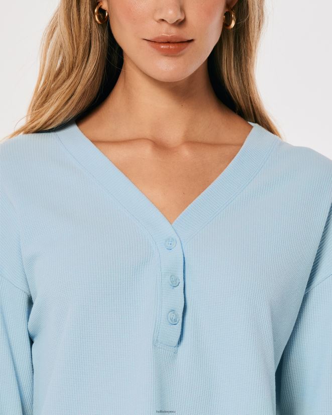 educación física Hollister gilly hicks boxy waffle henley azul claro 086N62459 mujer tapas