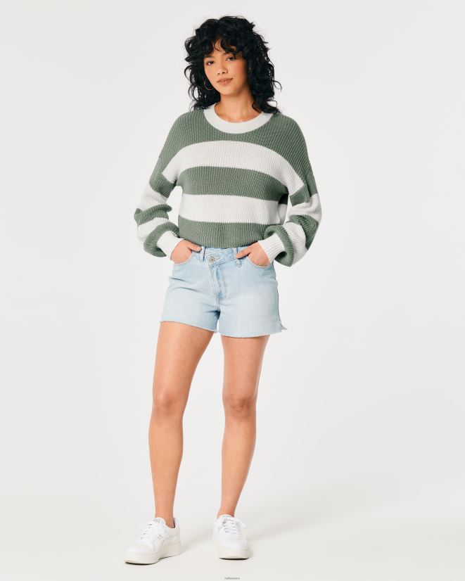educación física Hollister suéter corto texturizado raya de salvia 086N62100 mujer tapas