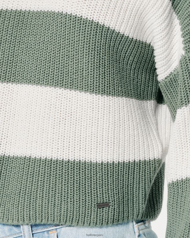 educación física Hollister suéter corto texturizado raya de salvia 086N62100 mujer tapas