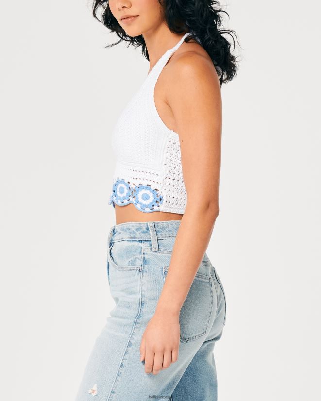 educación física Hollister top halter de crochet con cuello en v raya azul marino 086N6262 mujer tapas