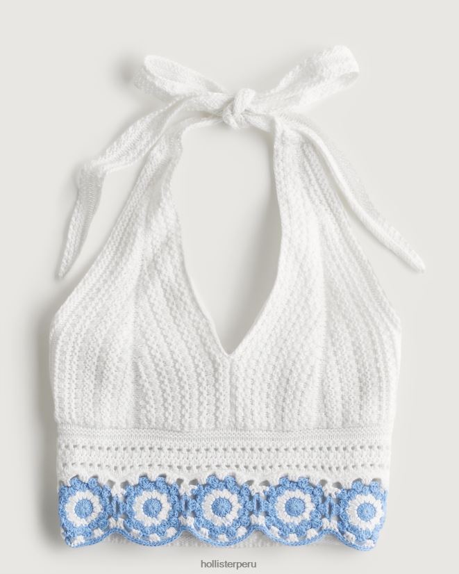 educación física Hollister top halter de crochet con cuello en v raya azul marino 086N6262 mujer tapas