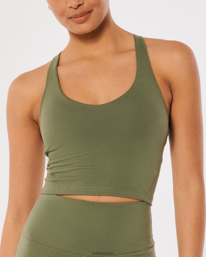 educación física Hollister Camiseta de tirantes con tiras de recarga activa Gilly Hicks verde oliva 086N62317 mujer tapas