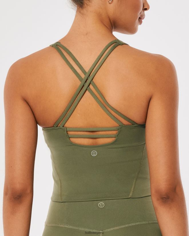 educación física Hollister Camiseta de tirantes con tiras de recarga activa Gilly Hicks verde oliva 086N62317 mujer tapas