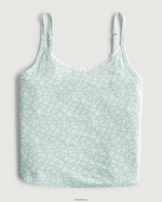 educación física Hollister Camiseta sin mangas de canalé Gilly Hicks floral verde menta 086N62450 mujer tapas