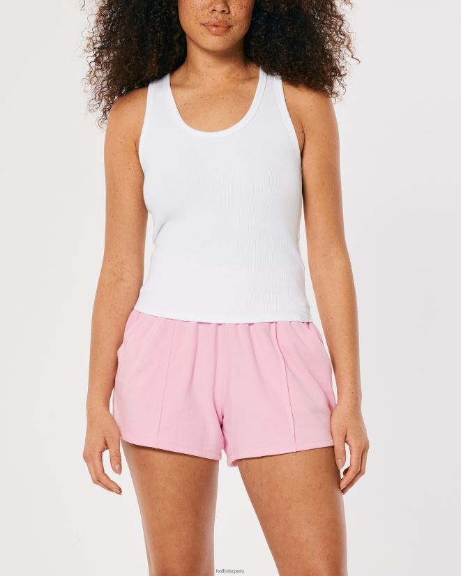 educación física Hollister Camiseta sin mangas de canalé de algodón Gilly Hicks Active Essentials blanco 086N62287 mujer tapas