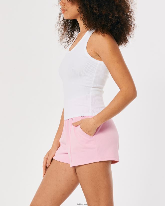 educación física Hollister Camiseta sin mangas de canalé de algodón Gilly Hicks Active Essentials blanco 086N62287 mujer tapas