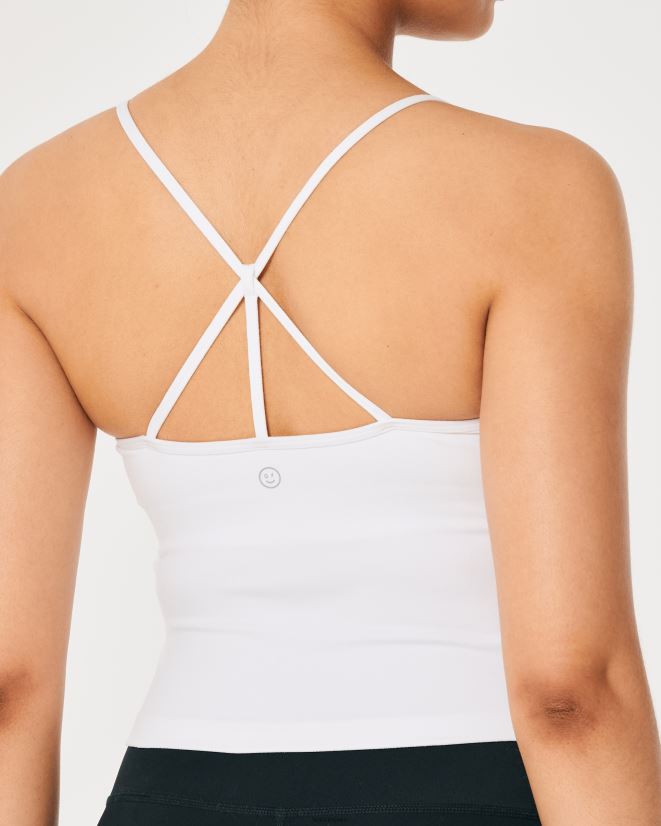 educación física Hollister Gilly Hicks Active Recharge camiseta sin mangas de tirantes de longitud más larga blanco 086N62203 mujer tapas