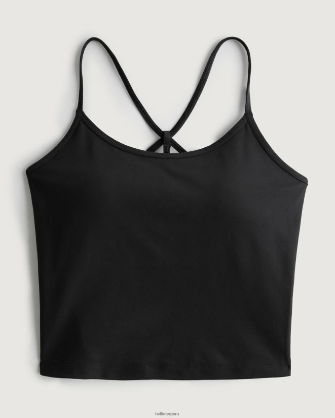 educación física Hollister Gilly Hicks Active Recharge camiseta sin mangas de tirantes de longitud más larga negro 086N62196 mujer tapas