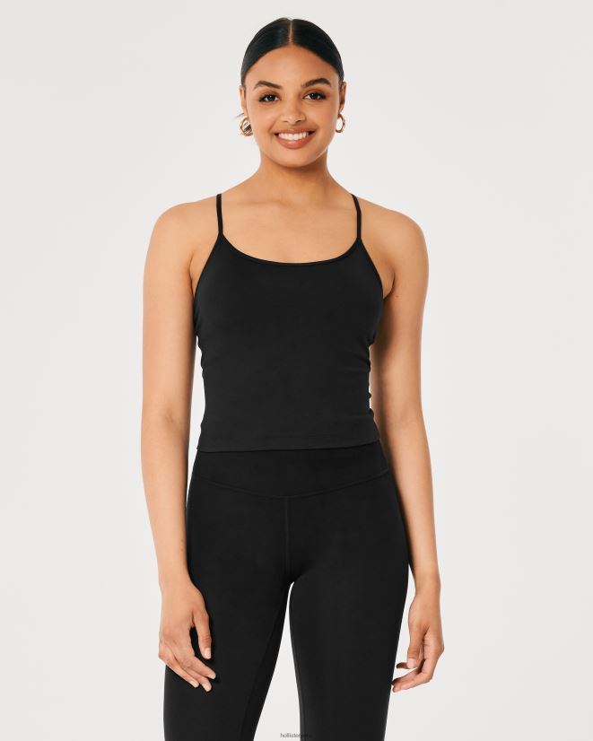 educación física Hollister Gilly Hicks Active Recharge camiseta sin mangas de tirantes de longitud más larga negro 086N62196 mujer tapas