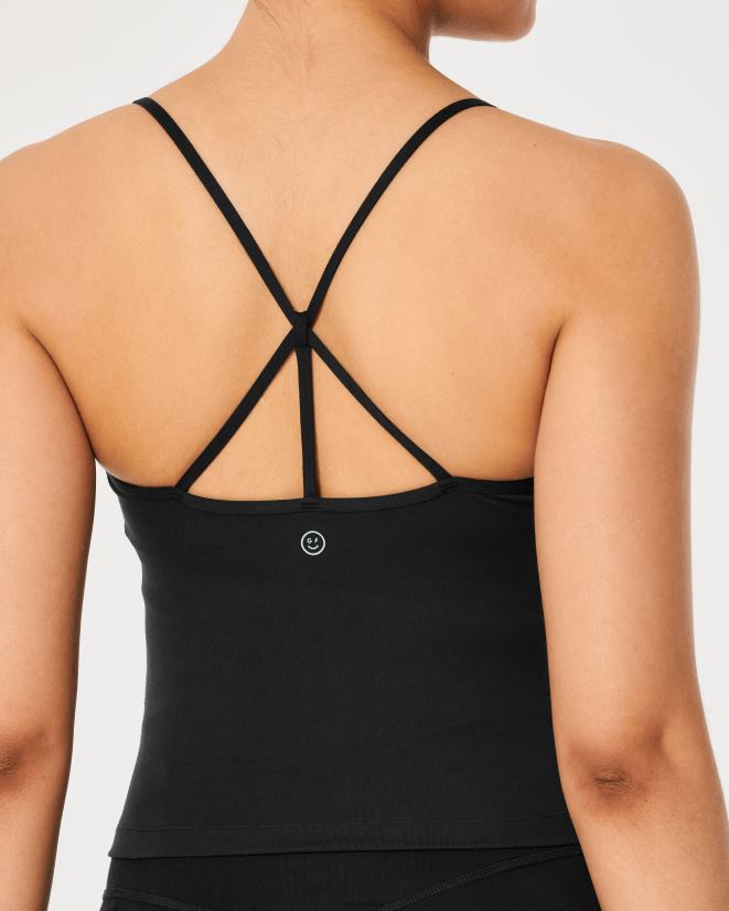 educación física Hollister Gilly Hicks Active Recharge camiseta sin mangas de tirantes de longitud más larga negro 086N62196 mujer tapas