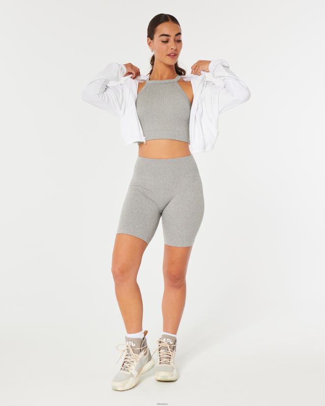 educación física Hollister Sujetador de cuello alto sin costuras de canalé Gilly Hicks cuero gris 086N62331 mujer tapas