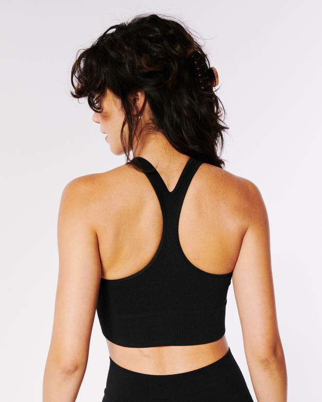 educación física Hollister Sujetador tipo sujetador de canalé sin costuras con cuello alto Gilly Hicks negro 086N62455 mujer tapas