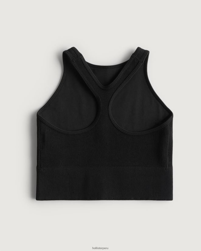 educación física Hollister Sujetador tipo sujetador de canalé sin costuras con cuello alto Gilly Hicks negro 086N62455 mujer tapas