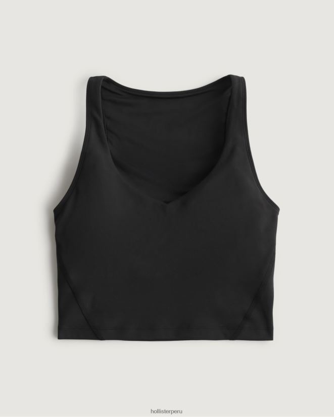 educación física Hollister Tanque trasero abierto de recarga activa Gilly Hicks negro 086N62374 mujer tapas