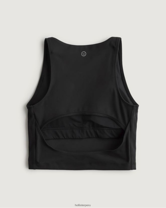 educación física Hollister Tanque trasero abierto de recarga activa Gilly Hicks negro 086N62374 mujer tapas