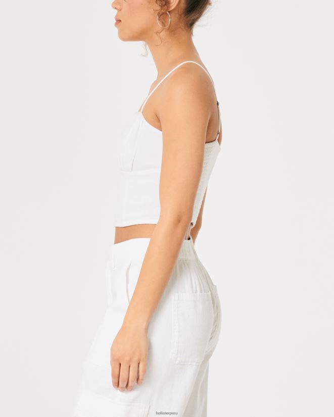 educación física Hollister blusa fruncida en mezcla de lino blanco 086N62334 mujer tapas