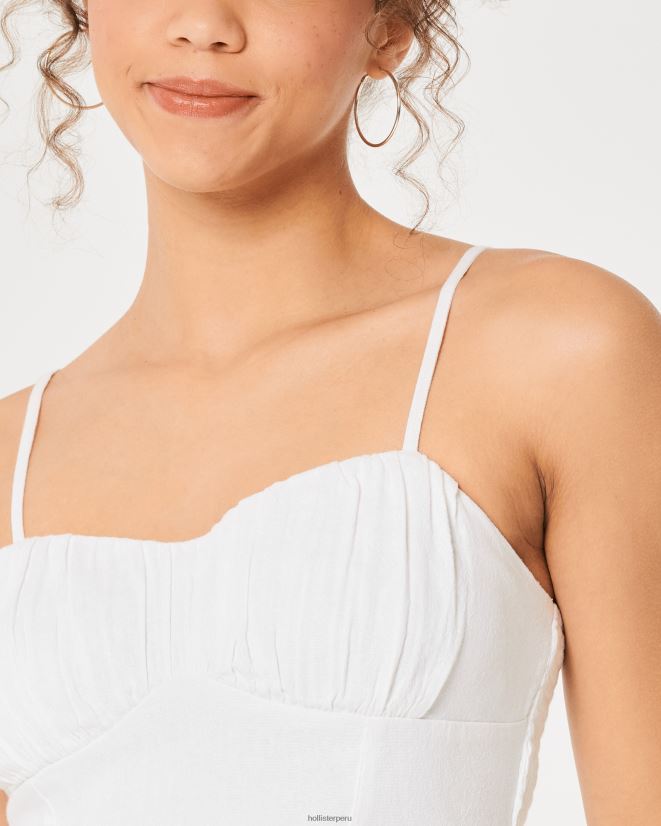 educación física Hollister blusa fruncida en mezcla de lino blanco 086N62334 mujer tapas