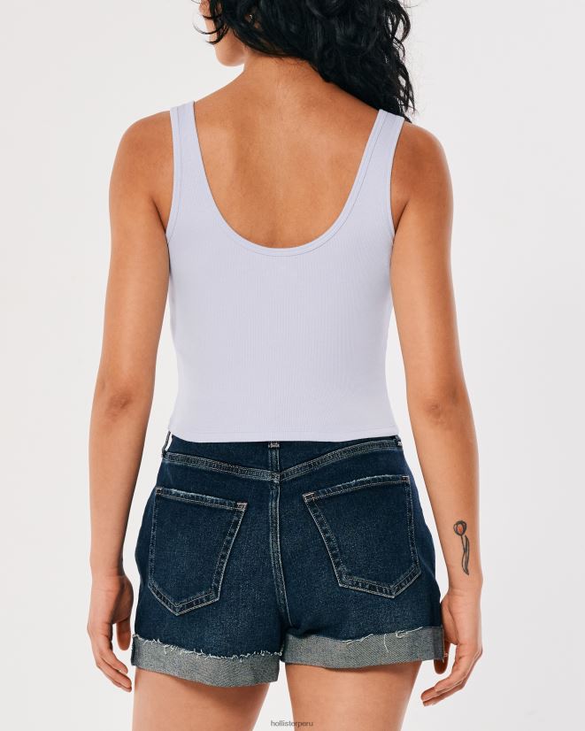 educación física Hollister camiseta henley con cuello redondo acanalado azul claro 086N62255 mujer tapas