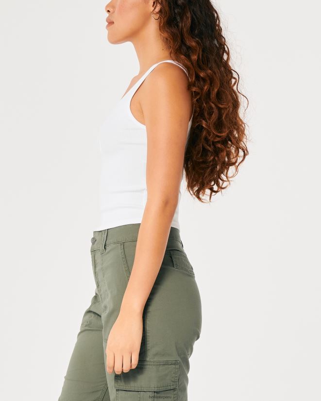 educación física Hollister camiseta henley con cuello redondo acanalado blanco 086N62368 mujer tapas