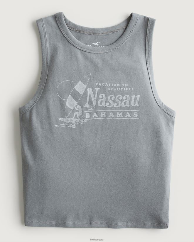 educación física Hollister camiseta sin mangas Nassau Sailing con cuello alto gris claro 086N62294 mujer tapas