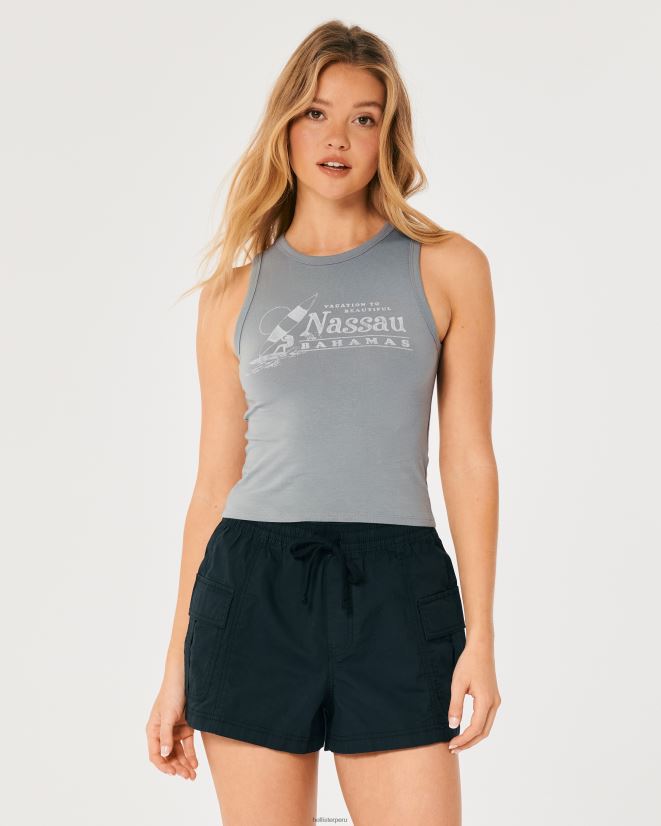 educación física Hollister camiseta sin mangas Nassau Sailing con cuello alto gris claro 086N62294 mujer tapas