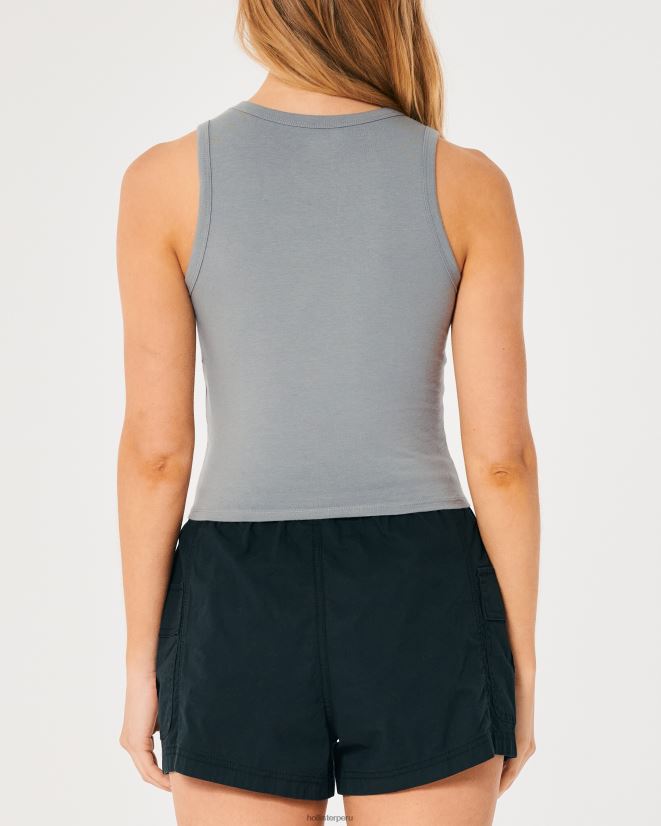 educación física Hollister camiseta sin mangas Nassau Sailing con cuello alto gris claro 086N62294 mujer tapas