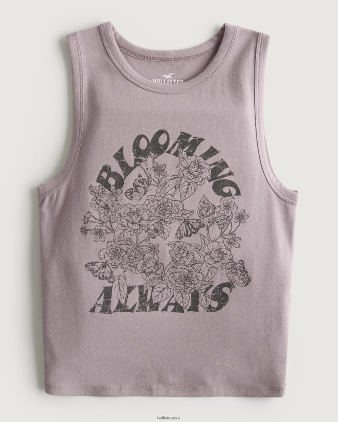 educación física Hollister camiseta sin mangas con cuello alto y estampado Blooming Always gris púrpura 086N62138 mujer tapas