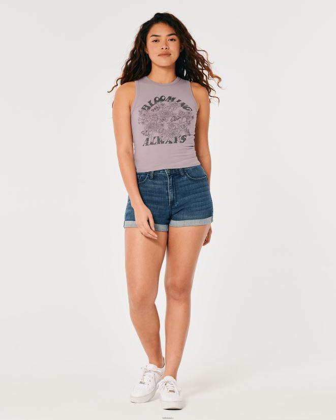 educación física Hollister camiseta sin mangas con cuello alto y estampado Blooming Always gris púrpura 086N62138 mujer tapas