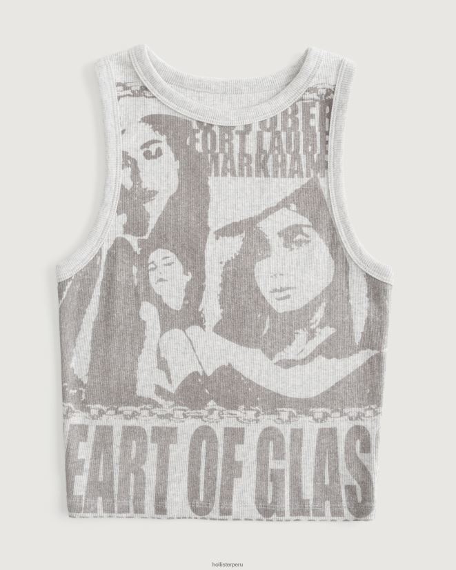 educación física Hollister camiseta sin mangas con cuello alto y gráfico de corazón de vidrio gris claro 086N62156 mujer tapas