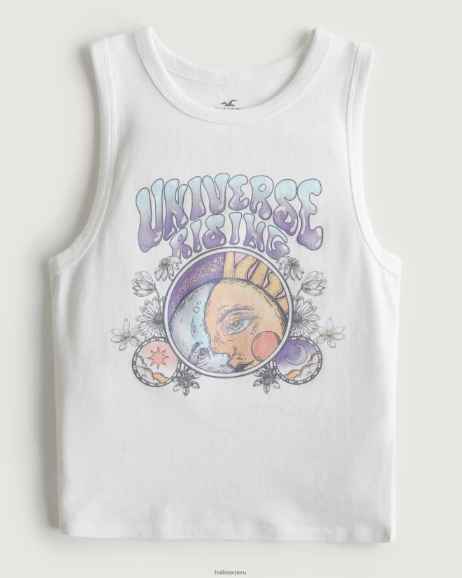 educación física Hollister camiseta sin mangas con cuello alto y gráfico universe rise blanco 086N62371 mujer tapas